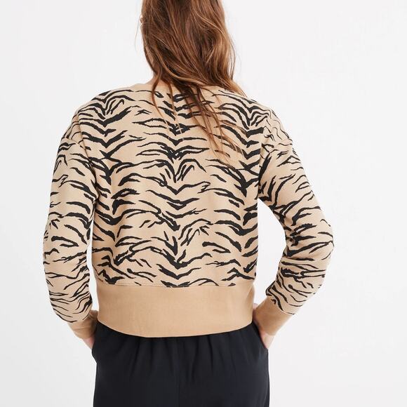 MADEWELL Tiger Stripe Crop Crewneck Sweatshirt XS - Picture 2 of 10